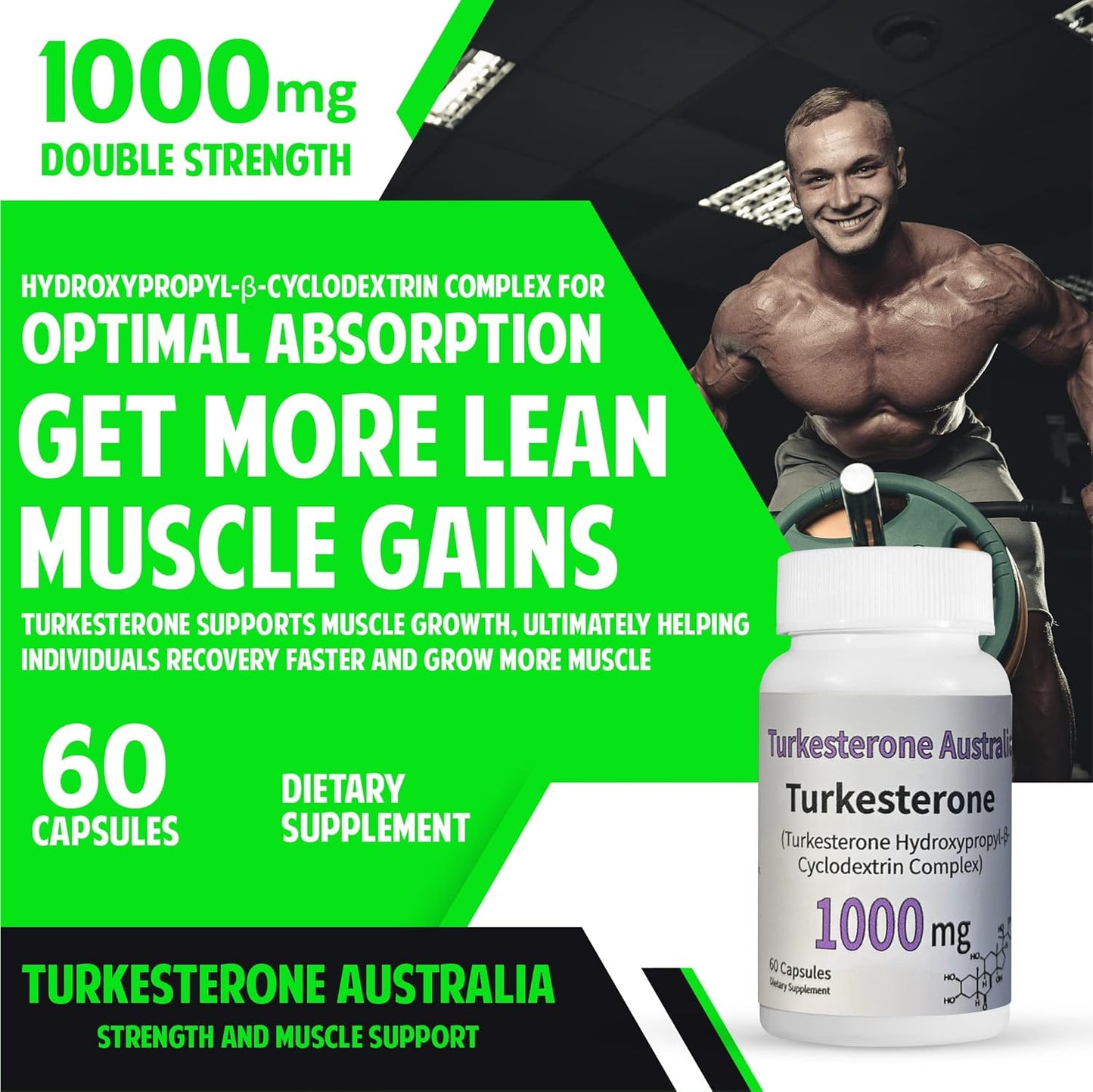 X 2 Turkesterone Australia 1000mg Turkesterone Supplement for Men – 2x60 Capsules Test Booster Muscle Builder Energy Supplement – Natural Ajuga Turkestanica Extract – Maximum Absorption – Made in Australia