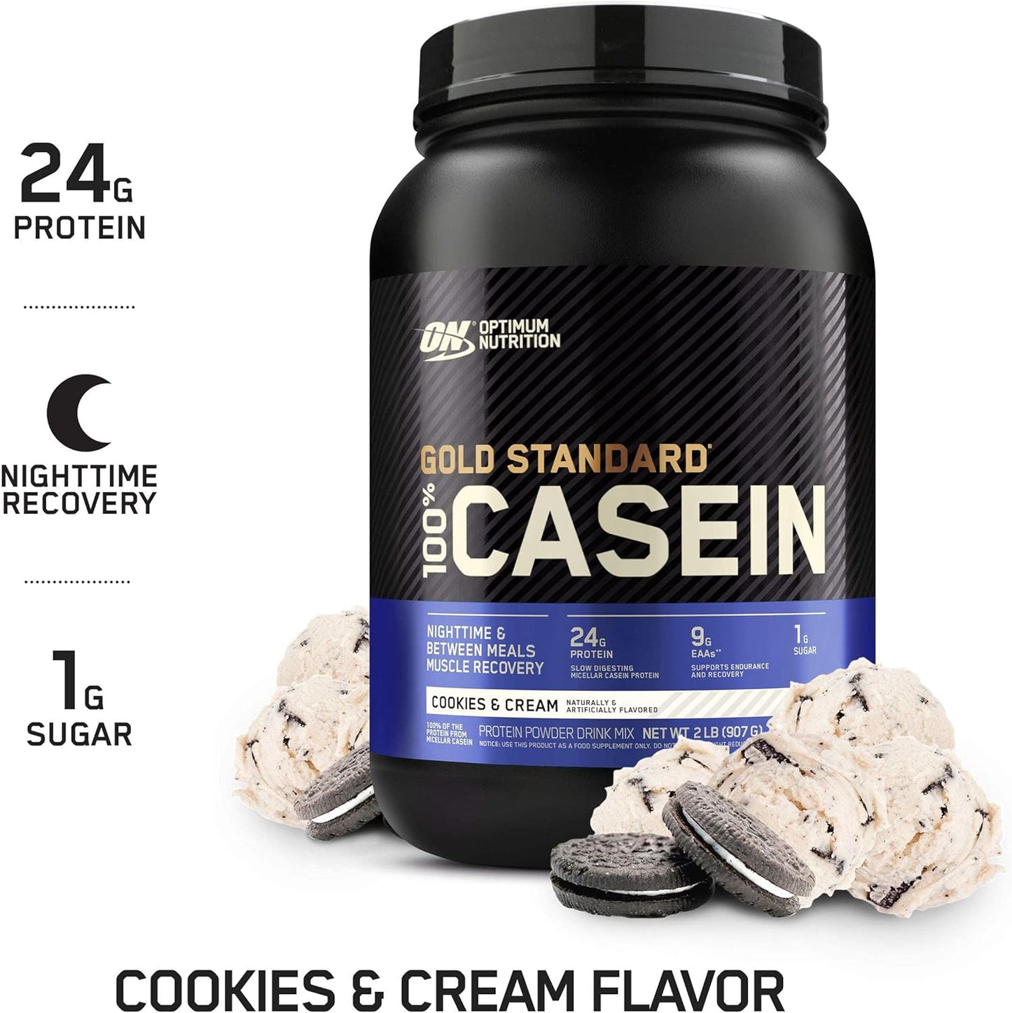 OPTIMUM NUTRITION Gold Standard 100% Casein Protein Powder, Chocolate Supreme Flavour, 1.82kg