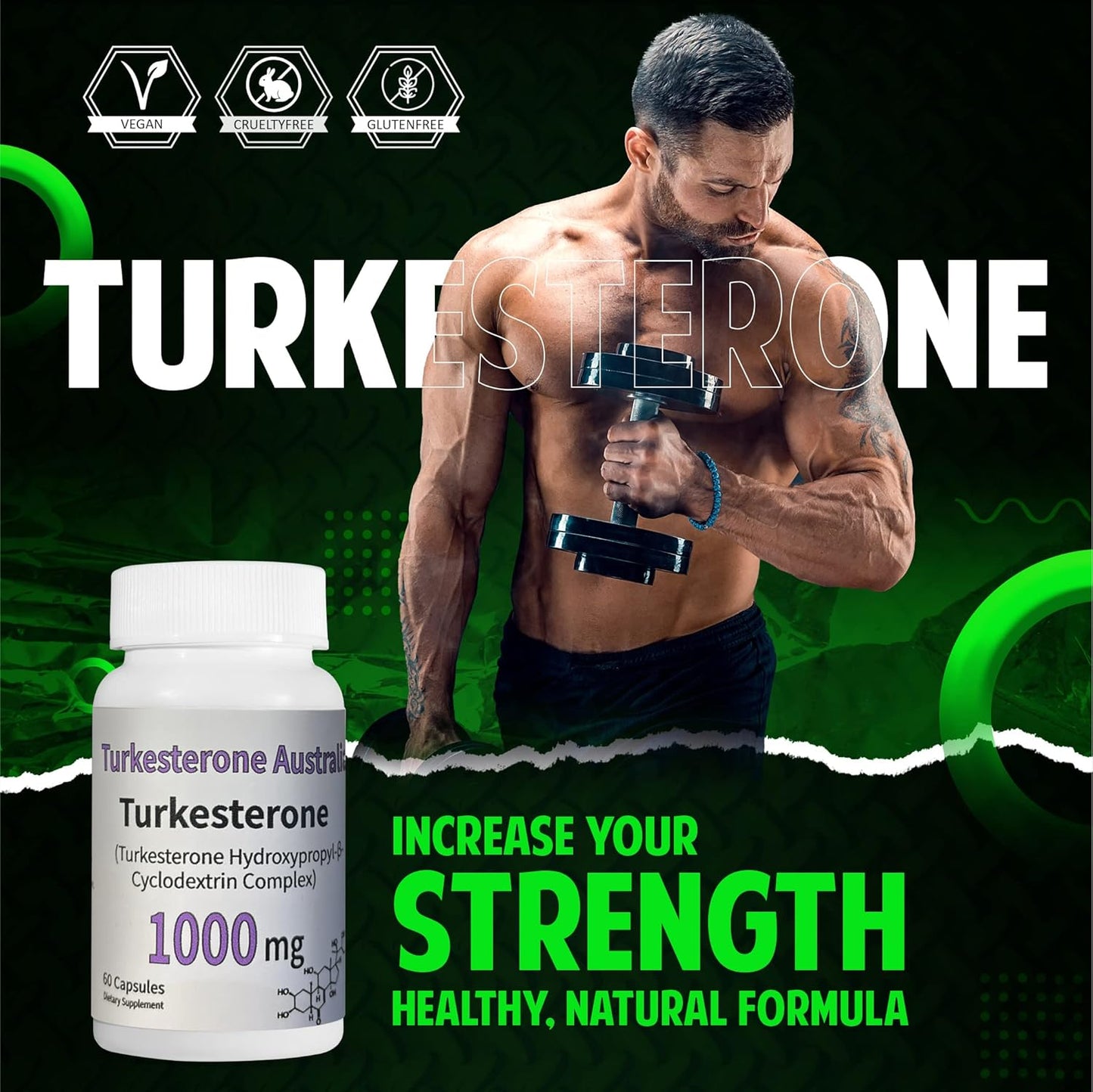 X 2 Turkesterone Australia 1000mg Turkesterone Supplement for Men – 2x60 Capsules Test Booster Muscle Builder Energy Supplement – Natural Ajuga Turkestanica Extract – Maximum Absorption – Made in Australia