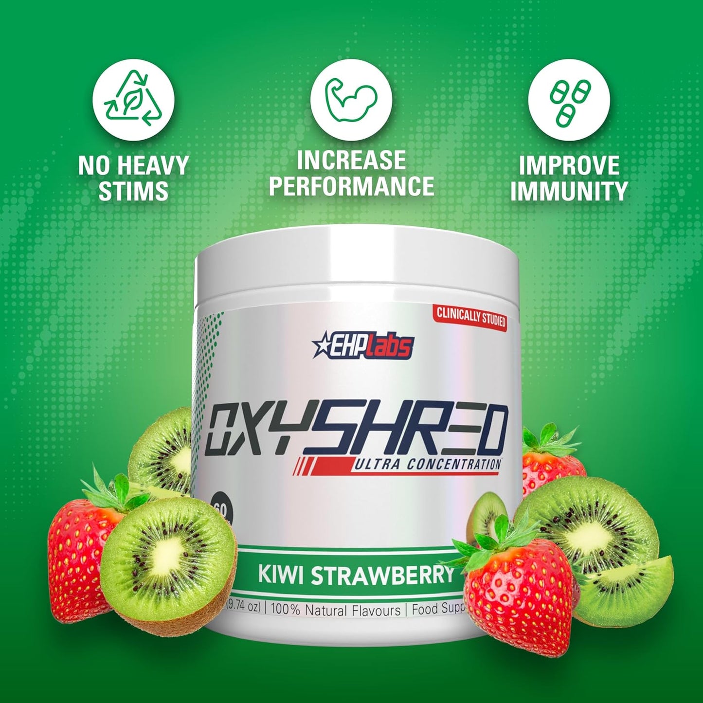 EHPlabs OxyShred Ultra Concentration Shredding Supplement - Clinically Proven, Pre Workout, Promotes Shredding, Natural Energy Boost - Peach Candy Rings, 60 Servings