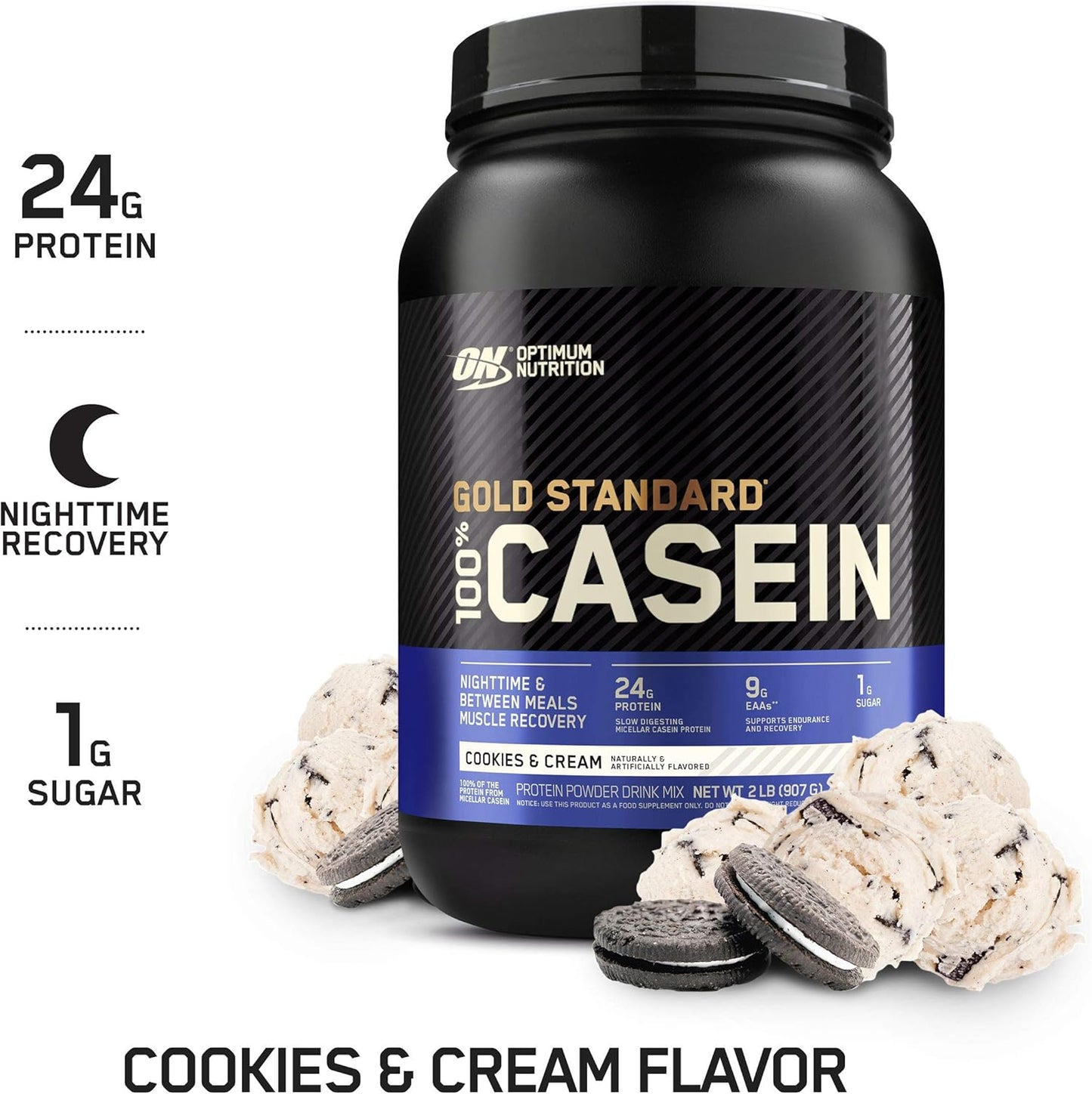 OPTIMUM NUTRITION Gold Standard 100% Casein Protein Powder, Chocolate Supreme Flavour, 1.82kg