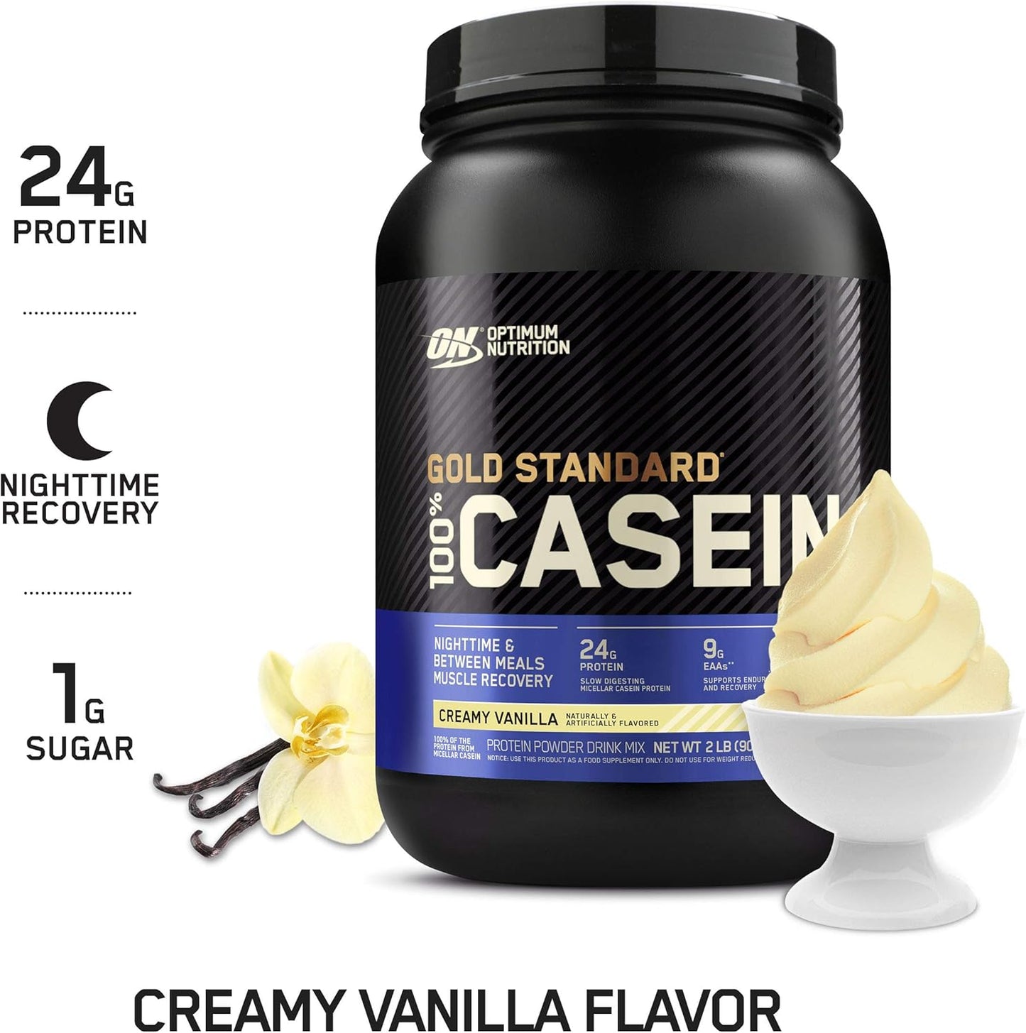 OPTIMUM NUTRITION Gold Standard 100% Casein Protein Powder, Chocolate Supreme Flavour, 1.82kg