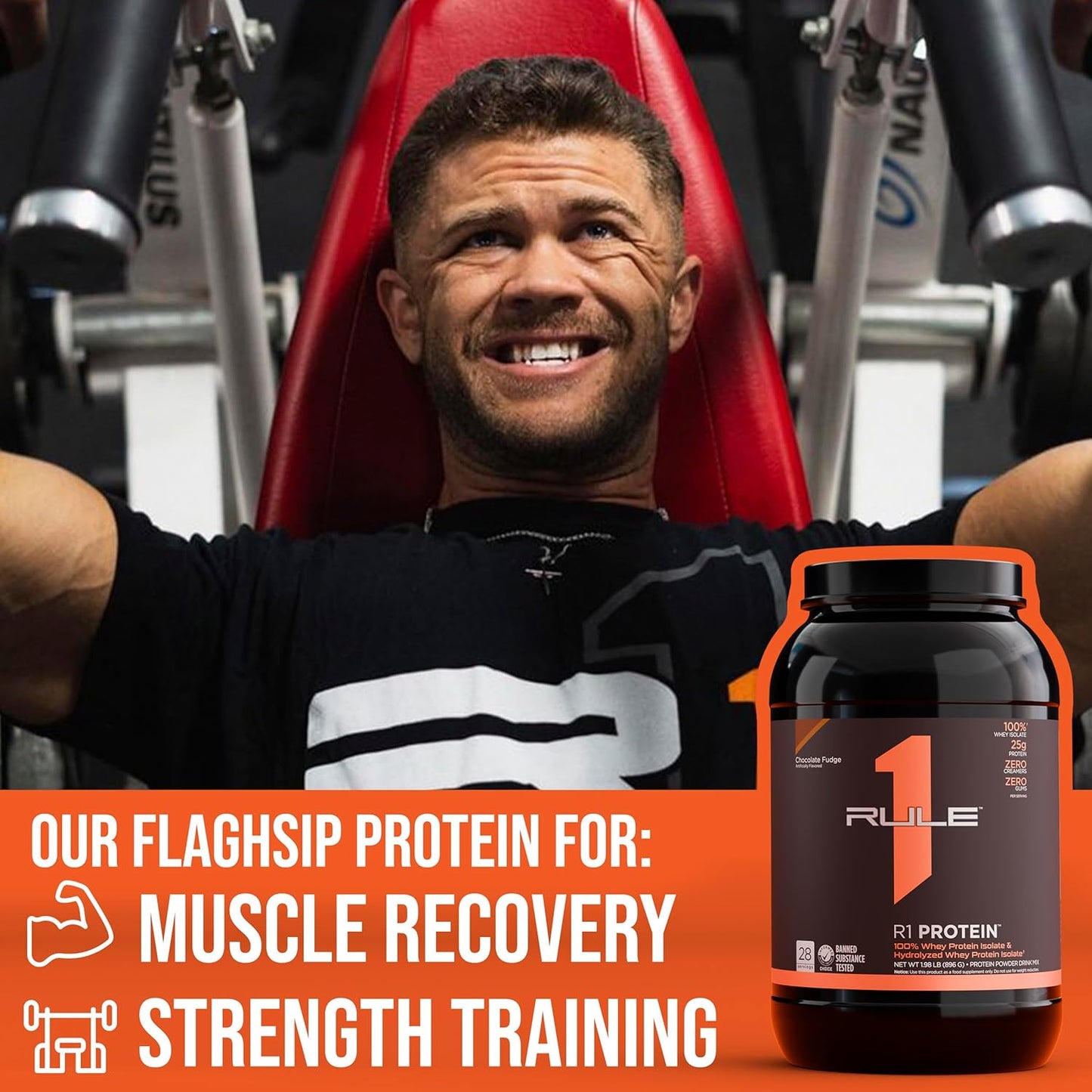 Rule1 R1 100% Whey Protein Isolate and Hydrolysate Protein Powder 1.98 lb, Vanilla Butter Cake (30 Servings)