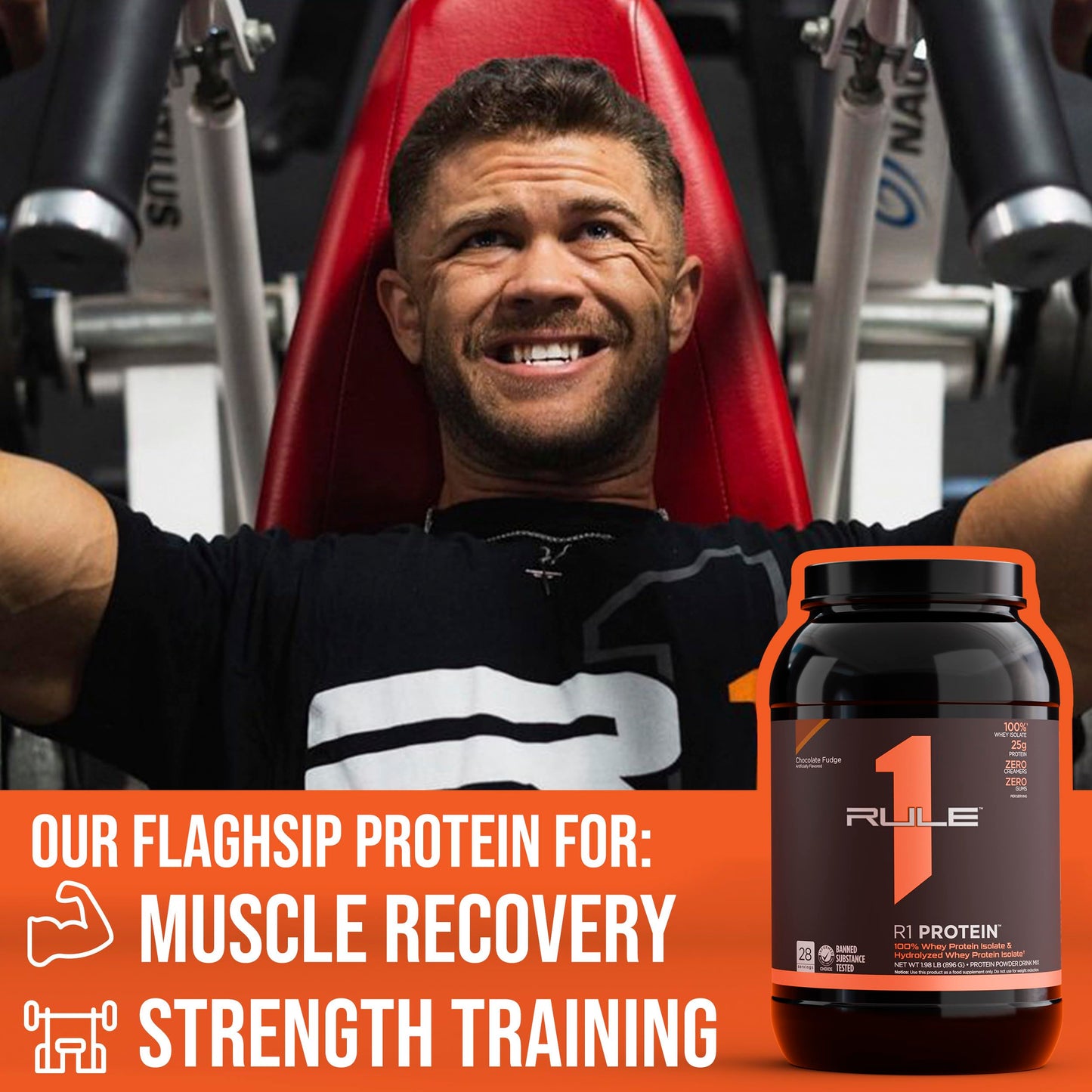 Rule1 R1 100% Whey Protein Isolate and Hydrolysate Protein Powder 1.98 lb, Vanilla Butter Cake (30 Servings)