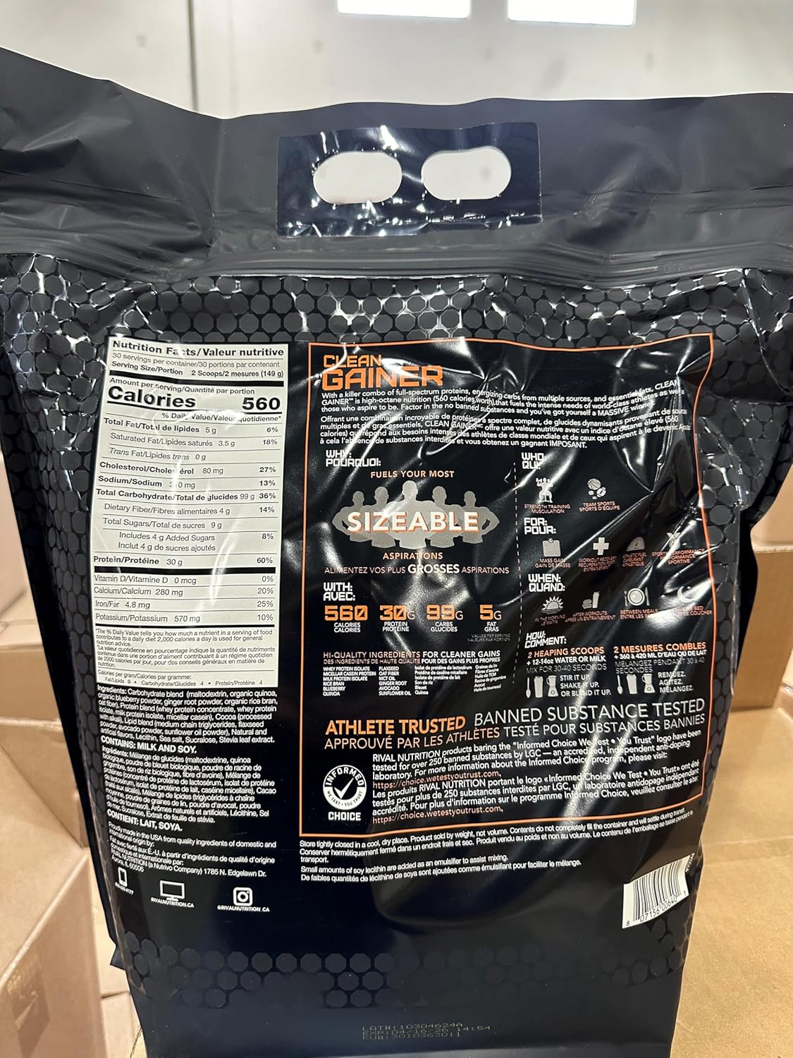 Rivalus Clean Gainer – Chocolate Fudge 10lb - Delicious Lean Mass Gainer with Premium Dairy Proteins, Complex Carbohydrates, and Quality Lipids, No Banned Substances, Made in USA