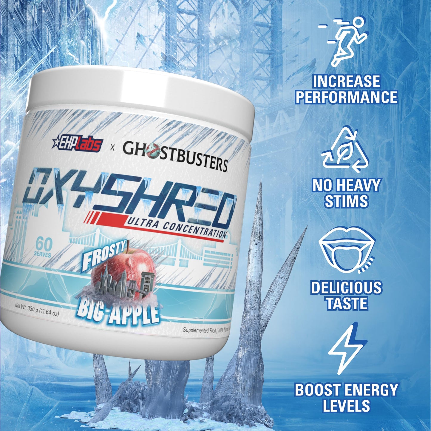 EHPlabs OxyShred Ultra Concentration Shredding Supplement - Clinically Proven, Pre Workout, Promotes Shredding, Natural Energy Boost - Peach Candy Rings, 60 Servings