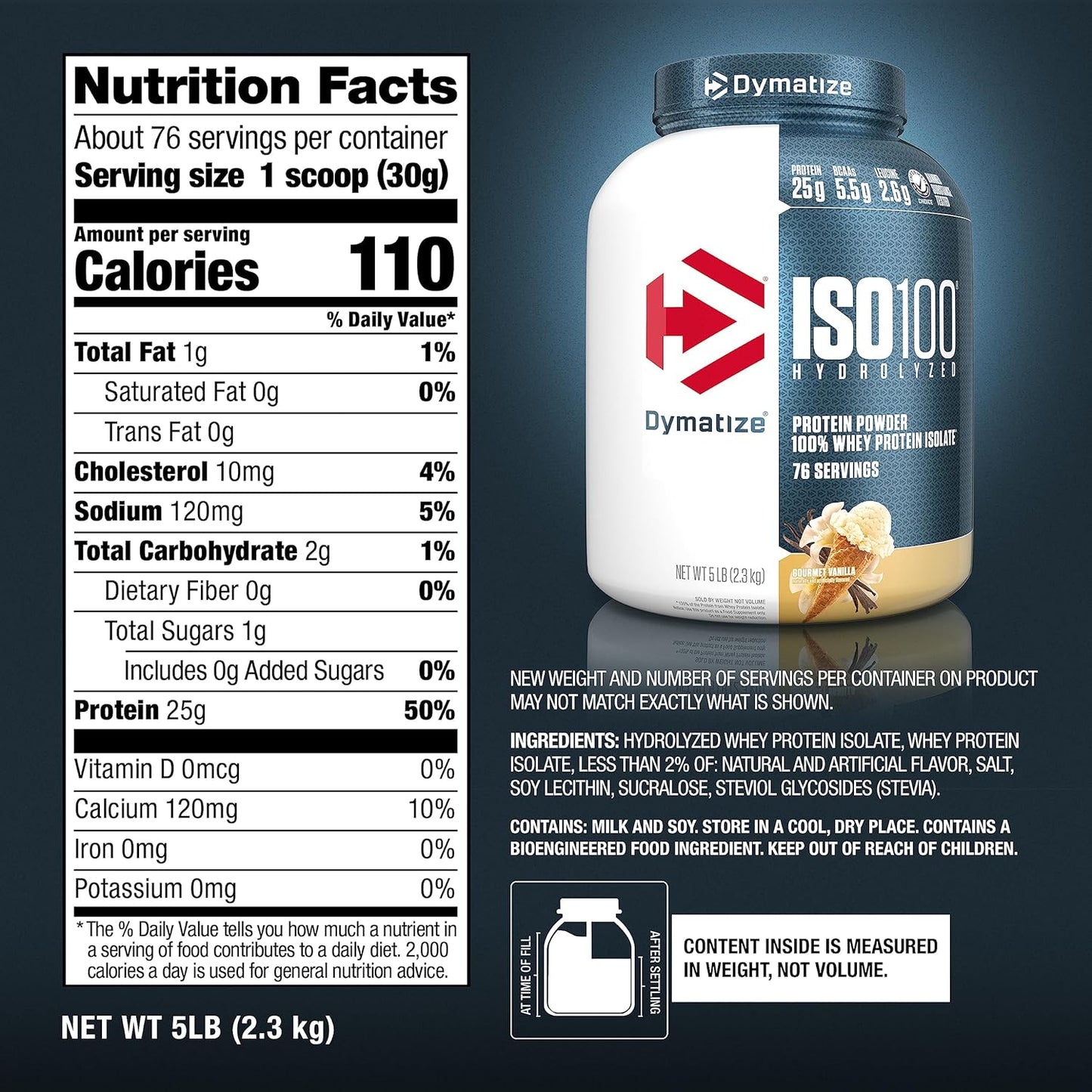 Dymatize ISO100 - 100% Hydrolyzed Whey Protein Isolate - Chocolate Peanut Butter, 5lbs/2.3kg