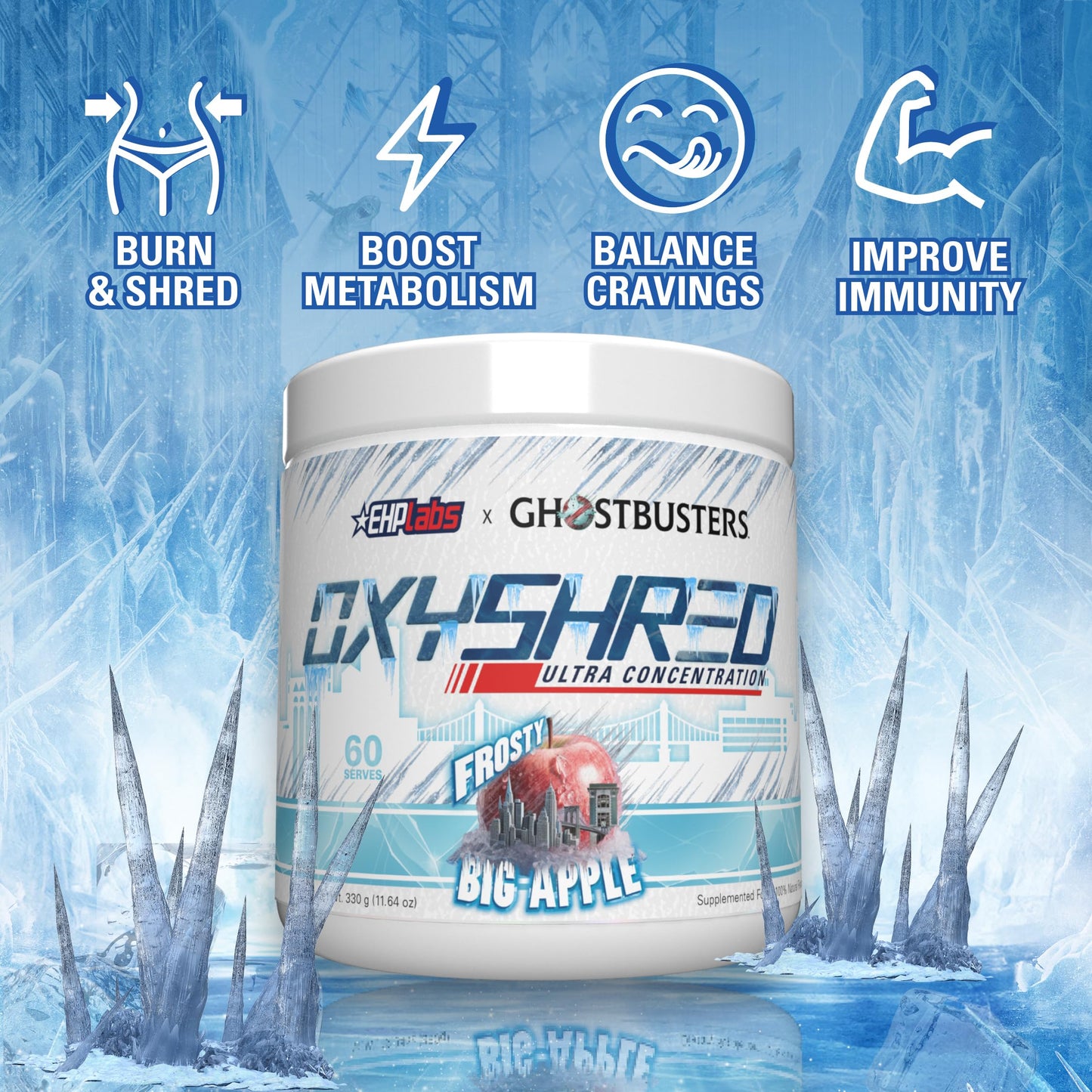 EHPlabs OxyShred Ultra Concentration Shredding Supplement - Clinically Proven, Pre Workout, Promotes Shredding, Natural Energy Boost - Peach Candy Rings, 60 Servings