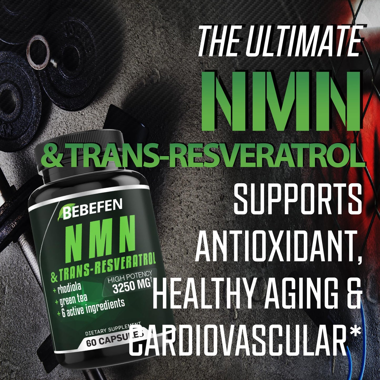 Bebefen NMN Supplement - 3250Mg with Trans-Resveratrol, Black Pepper. Nicotinamide Mononucleotide Capsules