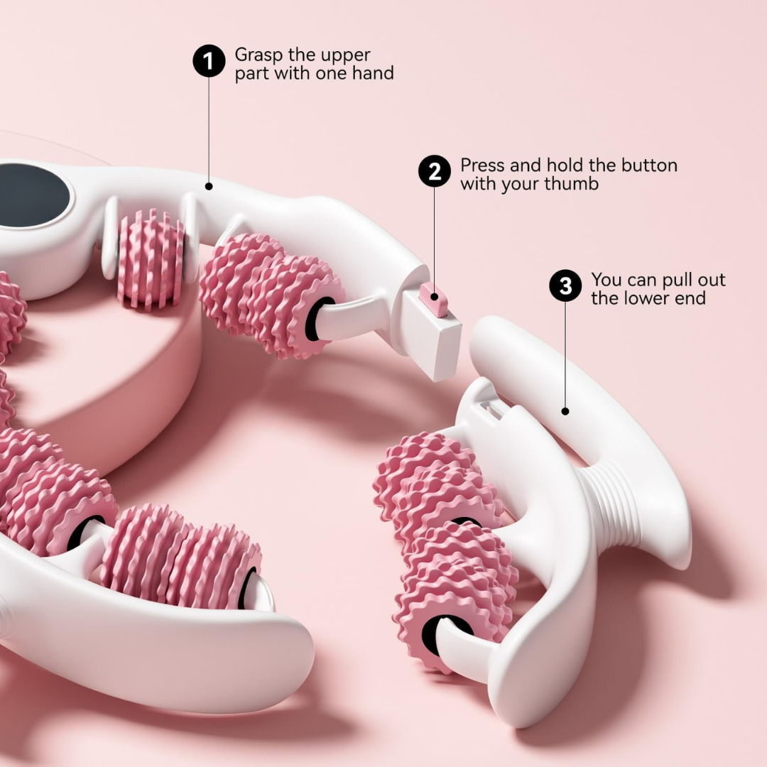Pink 360 Degree Massage Roller For Lymphatic Drainage & Cellulite