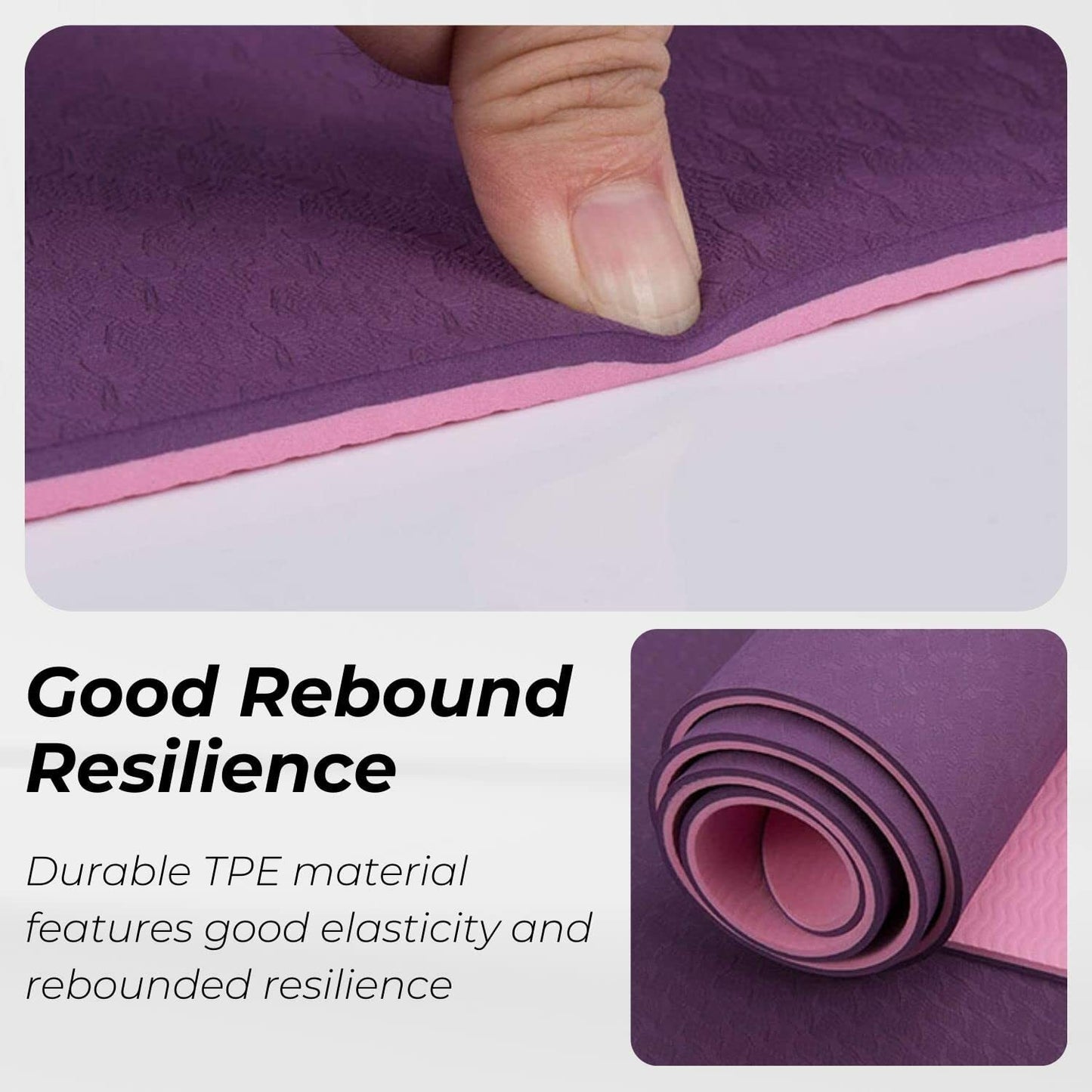 VERPEAK TPE Yoga Mat Dual Color (Lavender) with Yoga Bag and Strap -