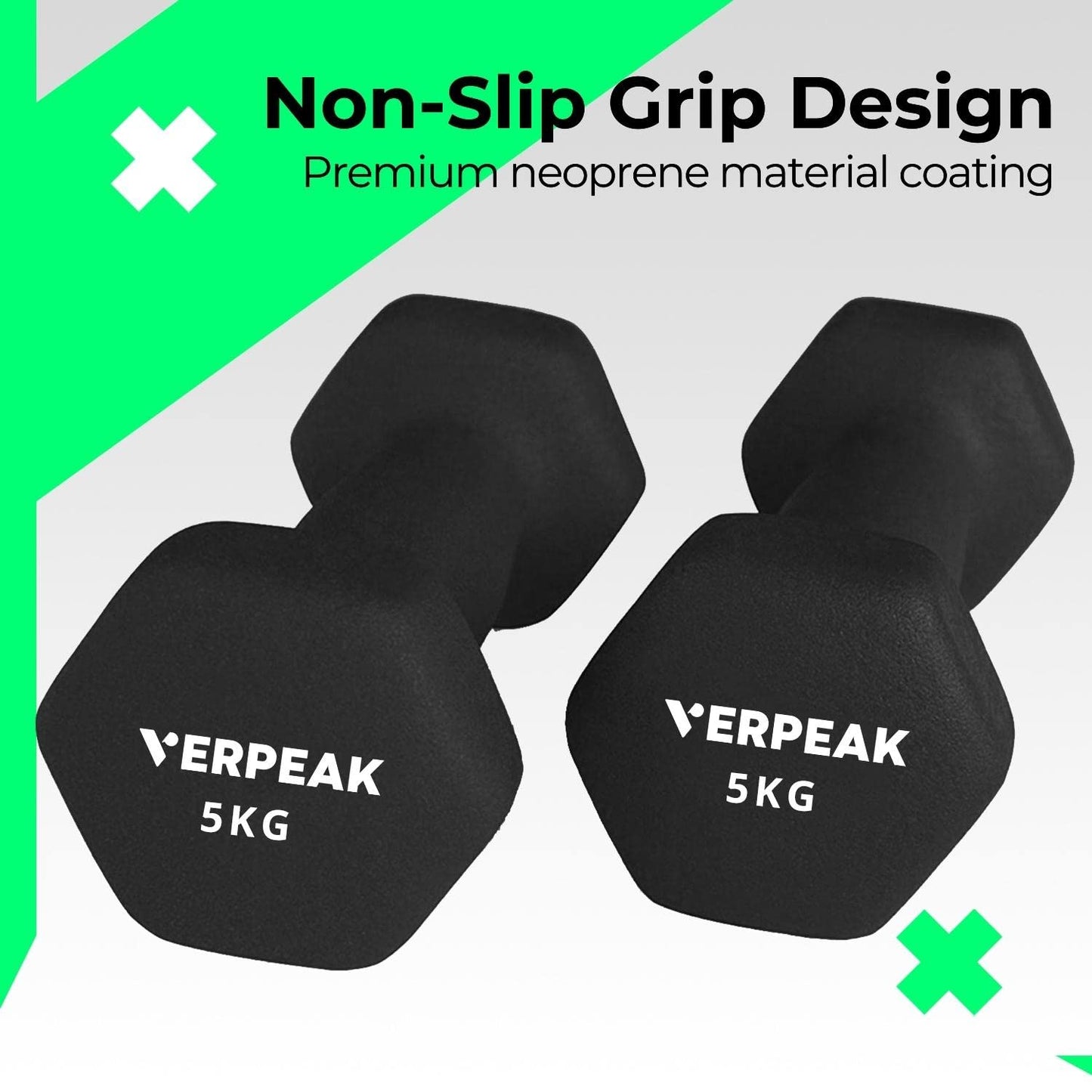 VERPEAK 24kg (3,4,5kg x 2) Neoprene Dumbbell Set