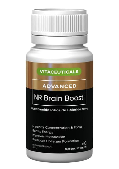 NR Brain Boost 60s NAD+ Supplements - Supports Cognitive Performance, Energy Levels, Collagen Formation, Skin Health & Wound Healing | Australian Made | 60 Capsules
