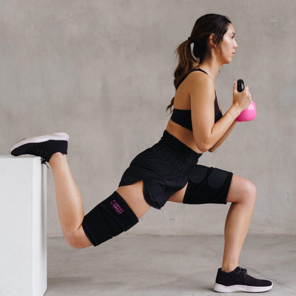Sports Research Sweet Sweat Thigh Trimmers for Men & Women Increases Sweat & Activity to The Thighs During Exercise, Medium - Pink