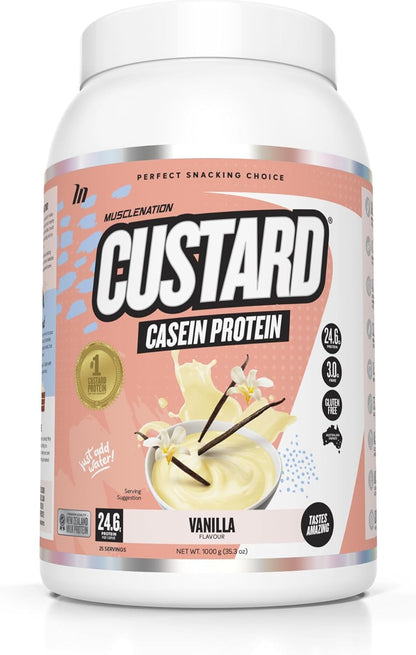 Muscle Nation Vanilla Custard Casein Protein Powder 1 kg (25 Serves)