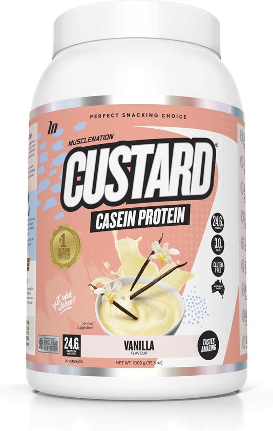 Muscle Nation Vanilla Custard Casein Protein Powder 1 kg (25 Serves)