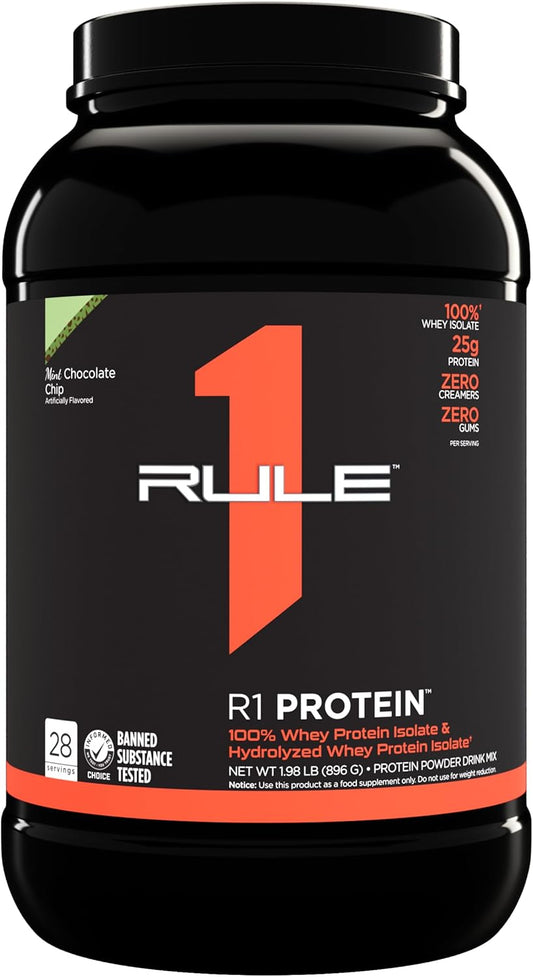 Rule1 R1 100% Whey Protein Isolate and Hydrolysate Protein Powder 1.98 lb, Vanilla Butter Cake (30 Servings)