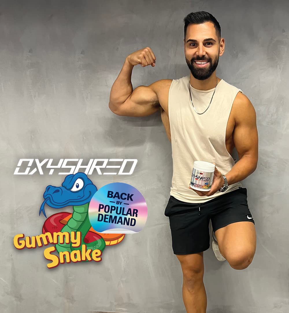EHPlabs OxyShred Ultra Concentration Shredding Supplement - Clinically Proven, Pre Workout, Promotes Shredding, Natural Energy Boost - Peach Candy Rings, 60 Servings