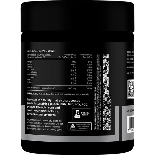 Switch Nutrition NMN Supplement Pure Nicotinamide Mononucleotide Powder 30g