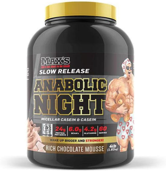 Max's Anabolic Night Slow Release Protein Powder, Vanilla Malt, 1.82kg