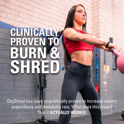 EHPlabs OxyShred Ultra Concentration Shredding Supplement - Clinically Proven, Pre Workout, Promotes Shredding, Natural Energy Boost - Peach Candy Rings, 60 Servings