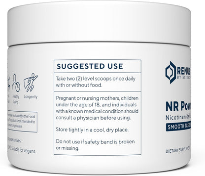 Renue By Science Nicotinamide Riboside Powder, 1000mg NAD Precursor, High Potency NR Sublingual Citrus Burst Flavor for Cellular Health, Rejuvenation, Neuroprotection, and Longevity, 60 Servings