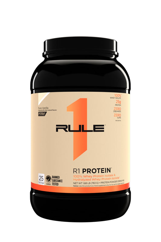 Rule1 R1 100% Whey Protein Isolate and Hydrolysate Protein Powder 1.72 lb, Dark Chocolate Naturally Flavoured (24 Servings)