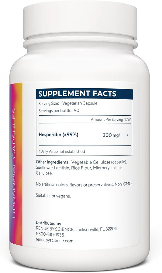 RENUE By Science Hesperidin (Liposomal) Supplement 300mg - Bioavailable Formula for Increased Absorption - 90 Capsules
