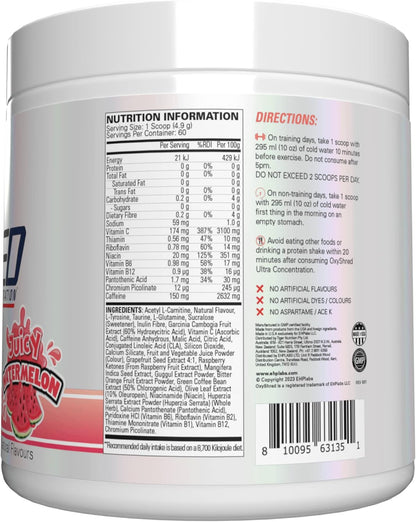 EHPlabs OxyShred Ultra Concentration Shredding Supplement - Clinically Proven, Pre Workout, Promotes Shredding, Natural Energy Boost - Peach Candy Rings, 60 Servings