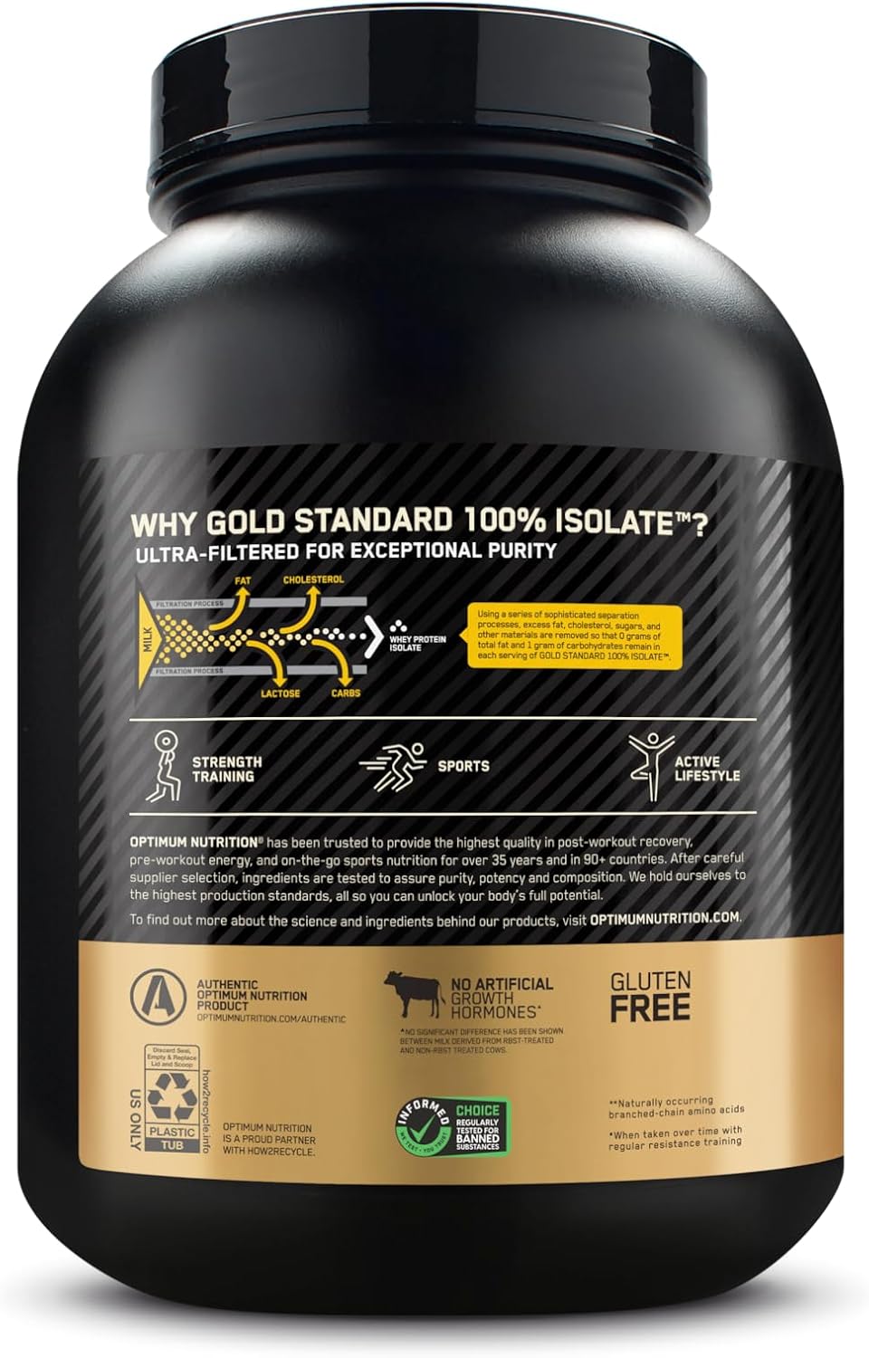 OPTIMUM NUTRITION Gold Standard 100% Isolate Protein Powder, Vanilla Flavour, 2.28kg