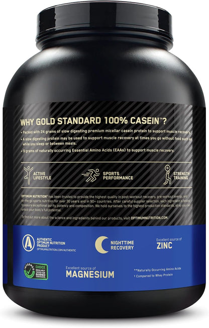 OPTIMUM NUTRITION Gold Standard 100% Casein Protein Powder, Chocolate Supreme Flavour, 1.82kg