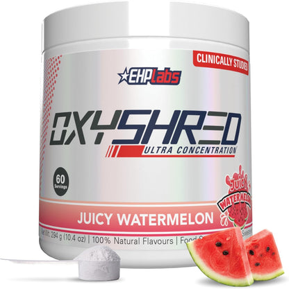 EHPlabs OxyShred Ultra Concentration Shredding Supplement - Clinically Proven, Pre Workout, Promotes Shredding, Natural Energy Boost - Peach Candy Rings, 60 Servings