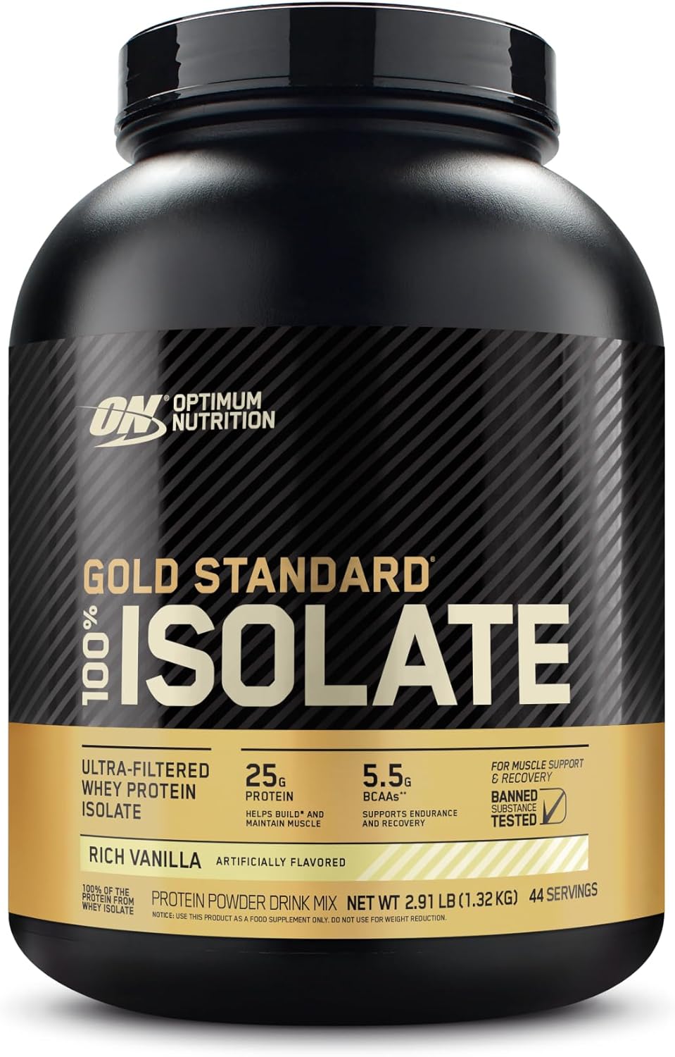OPTIMUM NUTRITION Gold Standard 100% Isolate Protein Powder, Vanilla Flavour, 2.28kg