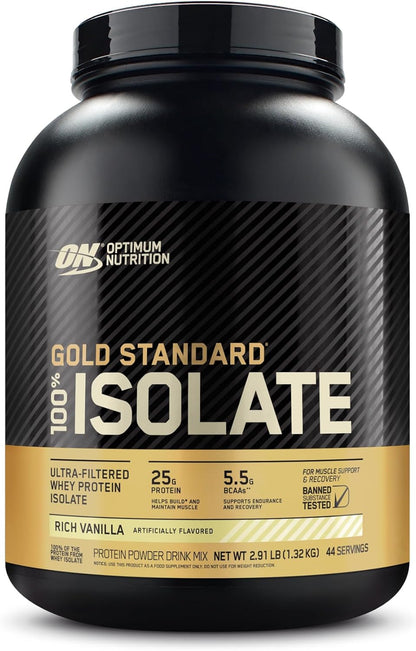 OPTIMUM NUTRITION Gold Standard 100% Isolate Protein Powder, Vanilla Flavour, 2.28kg