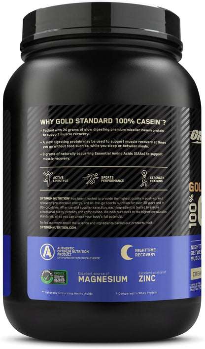 OPTIMUM NUTRITION Gold Standard 100% Casein Protein Powder, Chocolate Supreme Flavour, 1.82kg