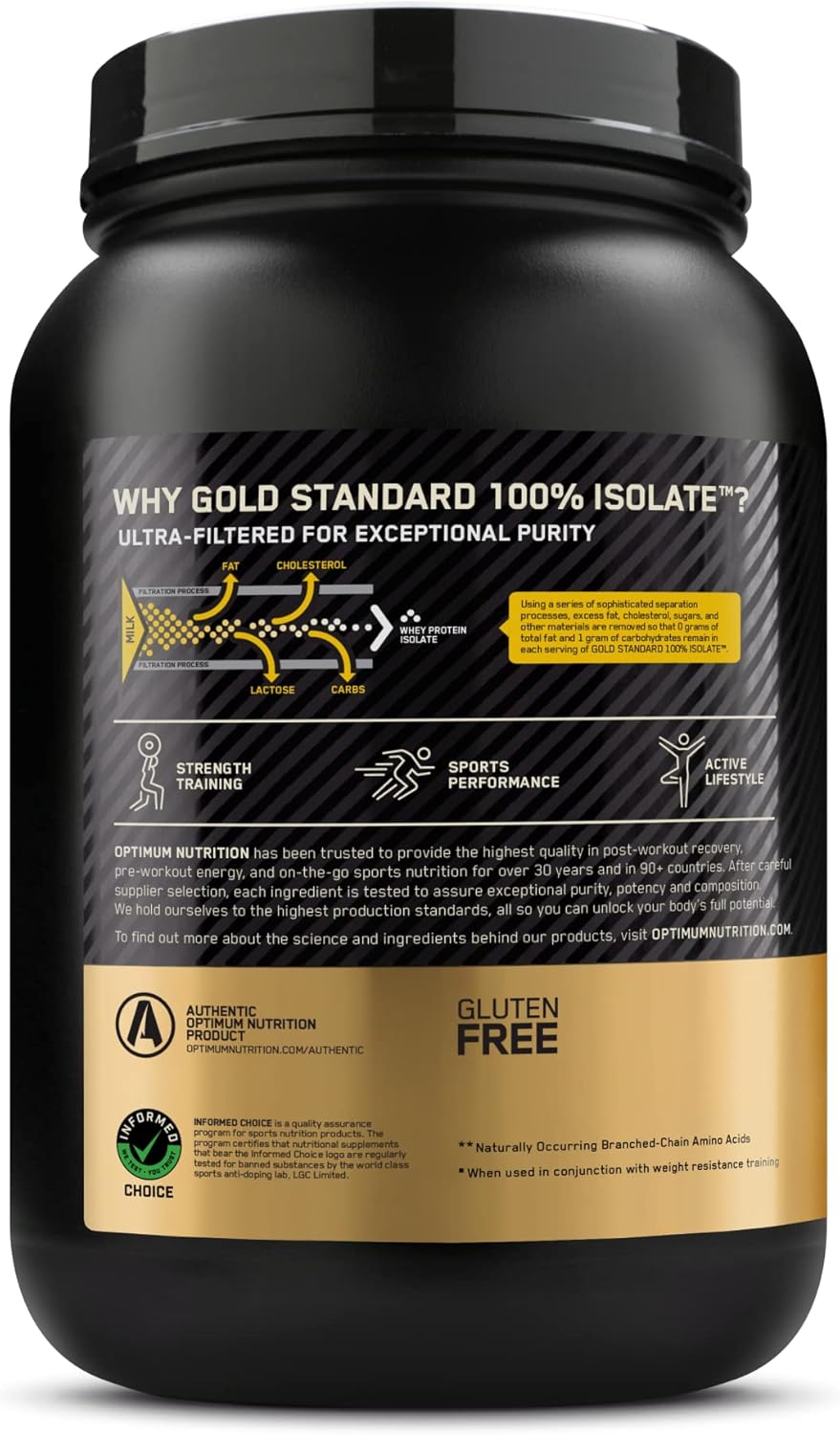 OPTIMUM NUTRITION Gold Standard 100% Isolate Protein Powder, Vanilla Flavour, 2.28kg