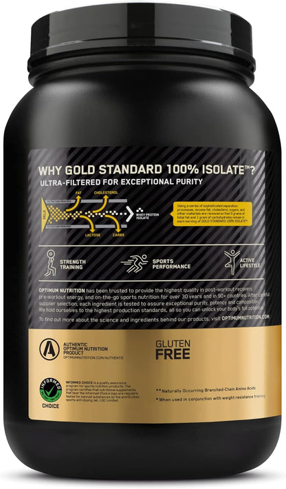 OPTIMUM NUTRITION Gold Standard 100% Isolate Protein Powder, Vanilla Flavour, 2.28kg