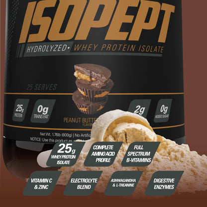 EHP Labs ISOPEPT Hydrolyzed Whey Protein Powder - 100% Whey Protein Isolate & Hydrolysate, 25g of Protein, Non-GMO, Gluten Free, Fast Absorbing, Easy Digesting, 25 Serves (Vanilla Ice-Cream)