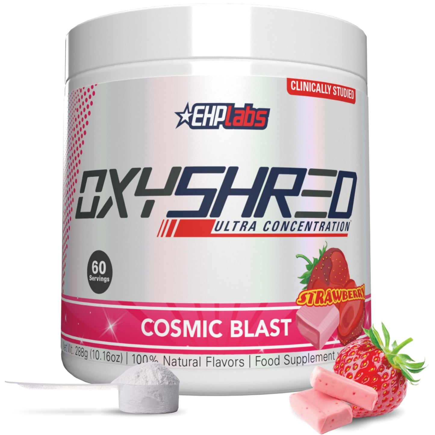 EHPlabs OxyShred Ultra Concentration Shredding Supplement - Clinically Proven, Pre Workout, Promotes Shredding, Natural Energy Boost - Peach Candy Rings, 60 Servings