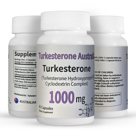 X 2 Turkesterone Australia 1000mg Turkesterone Supplement for Men – 2x60 Capsules Test Booster Muscle Builder Energy Supplement – Natural Ajuga Turkestanica Extract – Maximum Absorption – Made in Australia