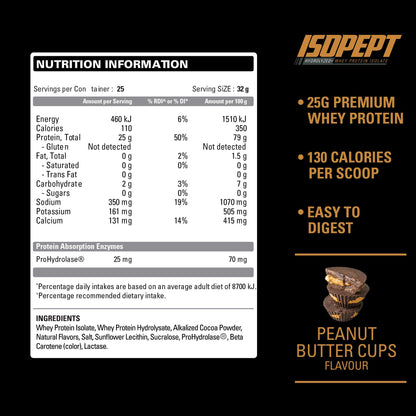 EHP Labs ISOPEPT Hydrolyzed Whey Protein Powder - 100% Whey Protein Isolate & Hydrolysate, 25g of Protein, Non-GMO, Gluten Free, Fast Absorbing, Easy Digesting, 25 Serves (Vanilla Ice-Cream)