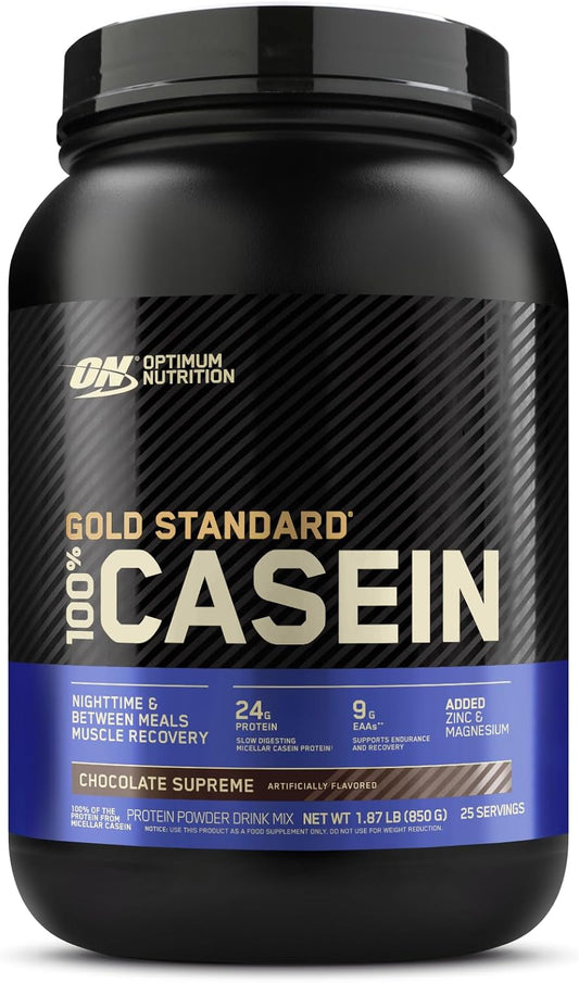 OPTIMUM NUTRITION Gold Standard 100% Casein Protein Powder, Chocolate Supreme Flavour, 1.82kg