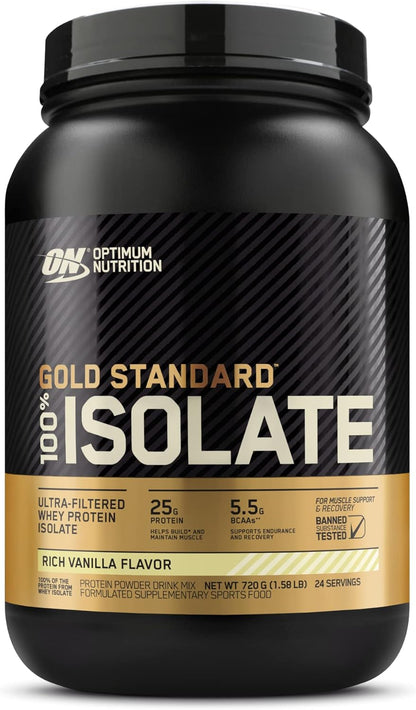 OPTIMUM NUTRITION Gold Standard 100% Isolate Protein Powder, Vanilla Flavour, 2.28kg