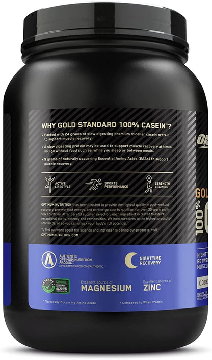 OPTIMUM NUTRITION Gold Standard 100% Casein Protein Powder, Chocolate Supreme Flavour, 1.82kg