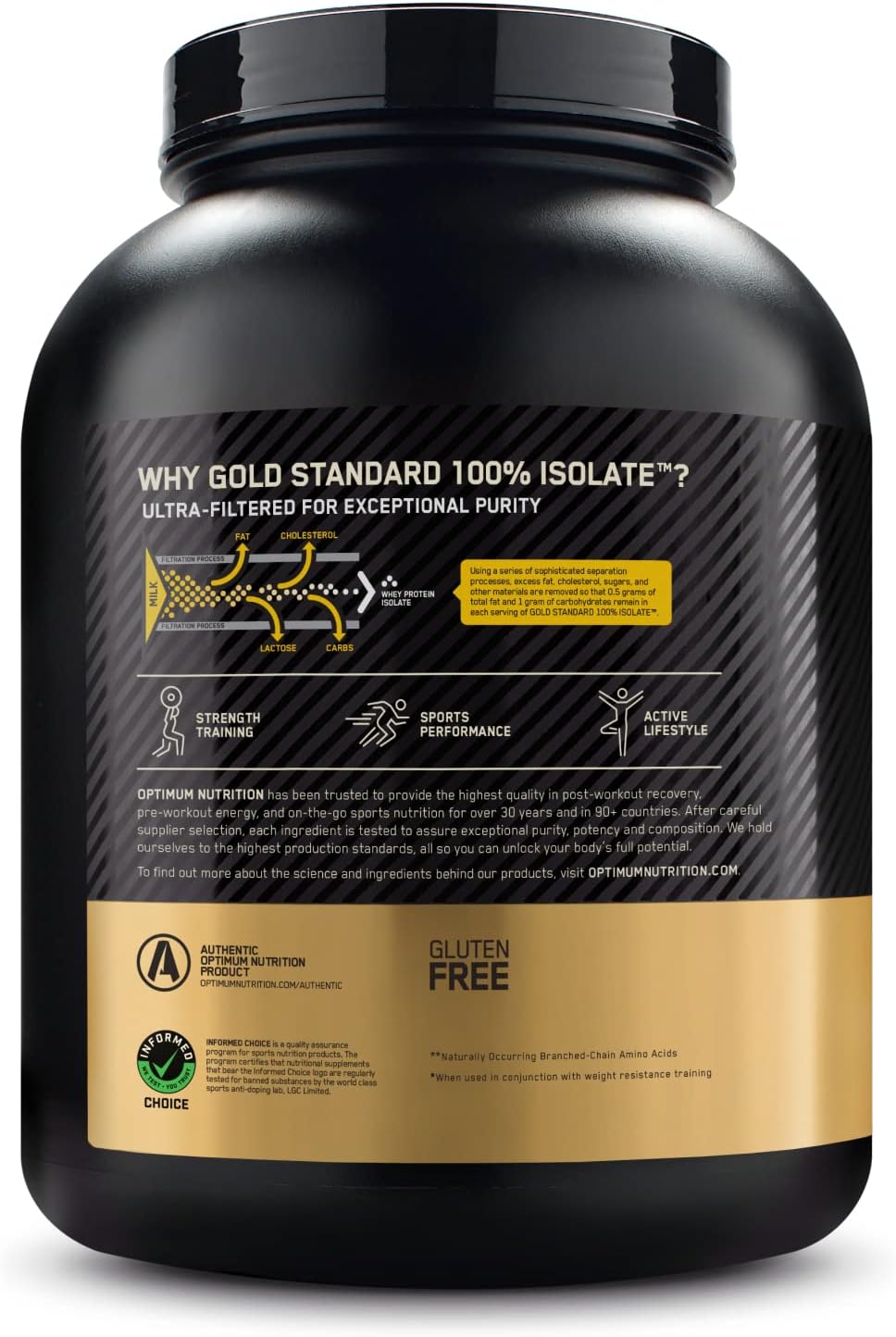 OPTIMUM NUTRITION Gold Standard 100% Isolate Protein Powder, Vanilla Flavour, 2.28kg