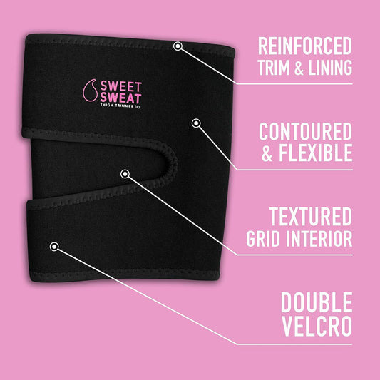Sports Research Sweet Sweat Thigh Trimmers for Men & Women Increases Sweat & Activity to The Thighs During Exercise, Medium - Pink