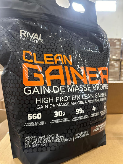 Rivalus Clean Gainer – Chocolate Fudge 10lb - Delicious Lean Mass Gainer with Premium Dairy Proteins, Complex Carbohydrates, and Quality Lipids, No Banned Substances, Made in USA