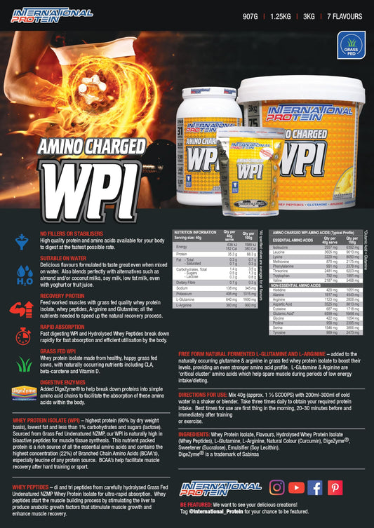 International Protein Amino Charged Vanilla Ice Cream Flavour Whey Protein Isolate Powder 3 kg