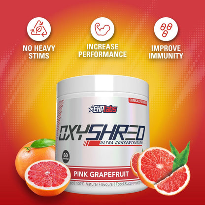 EHPlabs OxyShred Ultra Concentration Shredding Supplement - Clinically Proven, Pre Workout, Promotes Shredding, Natural Energy Boost - Peach Candy Rings, 60 Servings