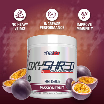 EHPlabs OxyShred Ultra Concentration Shredding Supplement - Clinically Proven, Pre Workout, Promotes Shredding, Natural Energy Boost - Peach Candy Rings, 60 Servings